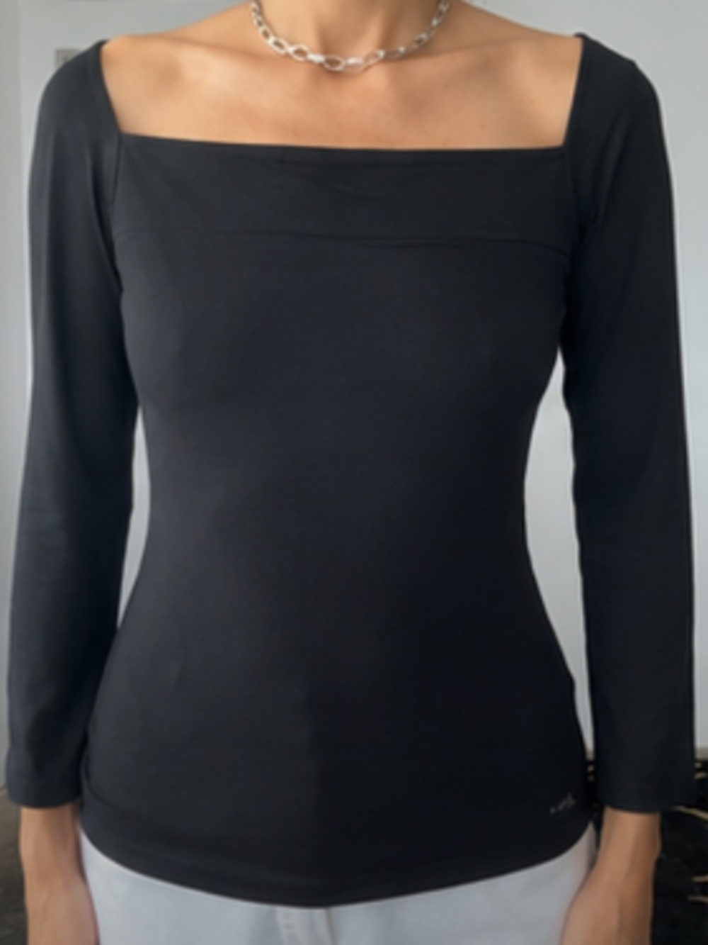 ADOLFO DOMINGUEZ BLACK BOAT NECK OFF SHOULDER SOFT LYCRA SIZE P